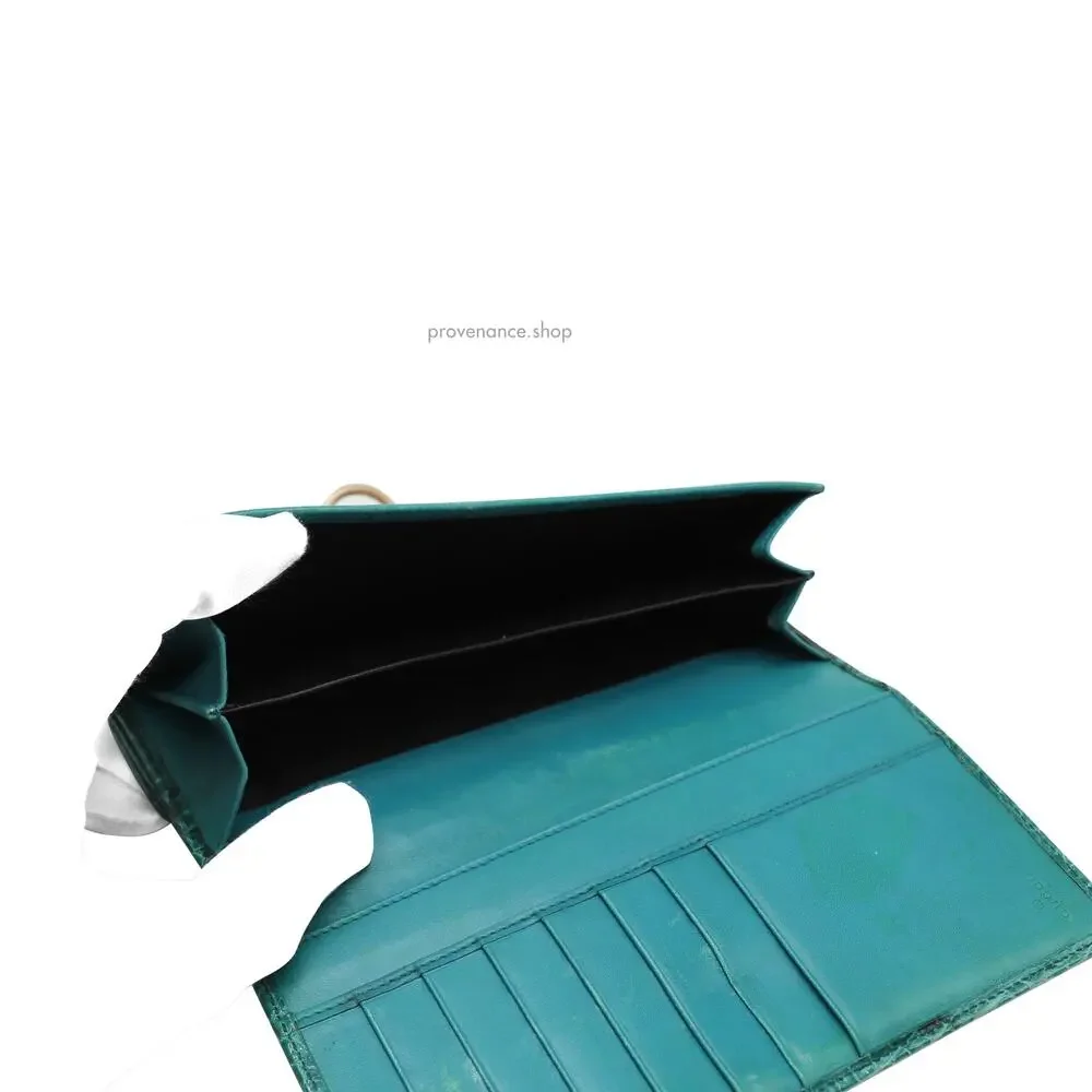 🔴 Gucci Horsebit Long Wallet - Turquoise Crocodile Leather - Picture 13 of 14